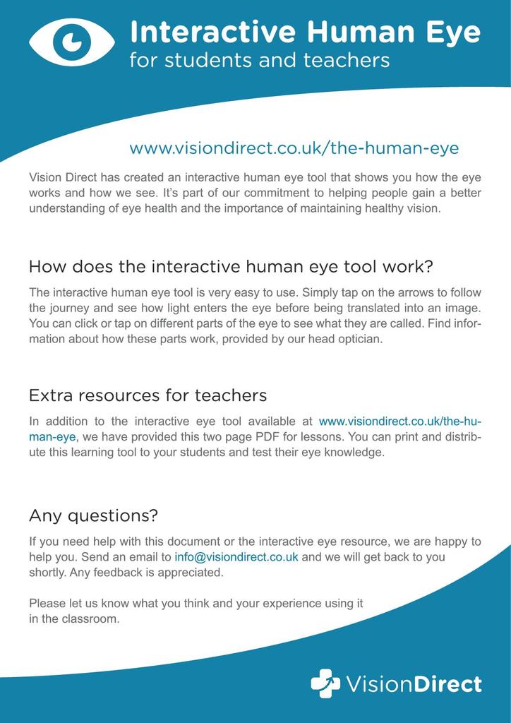 Human eye - worksheet & Interactive resource *suitable for home